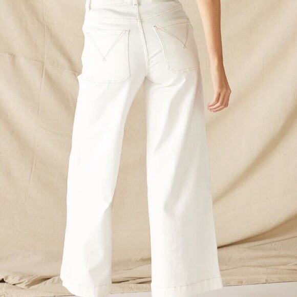Mersea Voyageur Jeans Size 26 Nomad Cropped Sailor White Sails Pants NEW - Picture 3 of 12